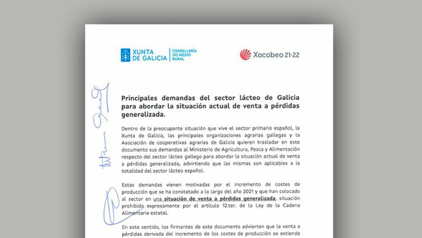 Galicia demanda ao Goberno central que actúe de inmediato en favor da viabilidade do sector lácteo