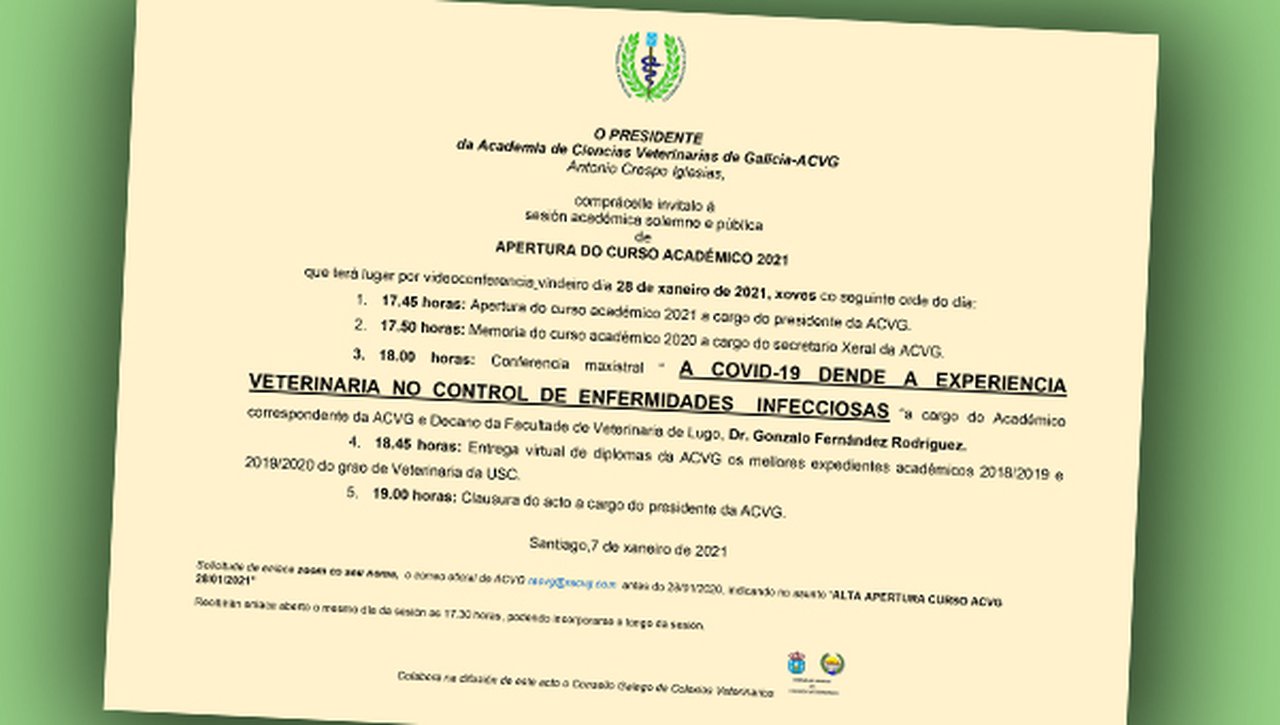 A ACVG celebra este xoves a apertura do seu curso académico 2021 de forma telemática