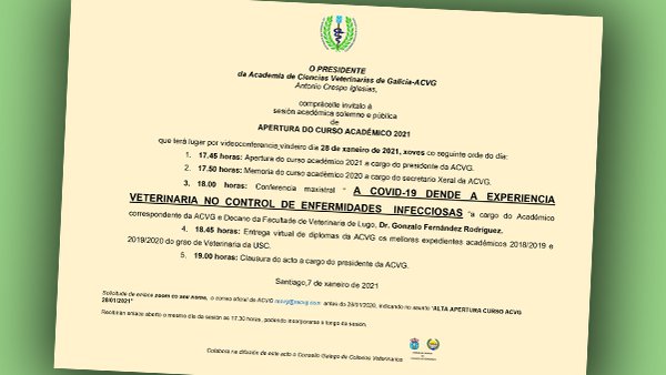 A ACVG celebra este xoves a apertura do seu curso académico 2021 de forma telemática