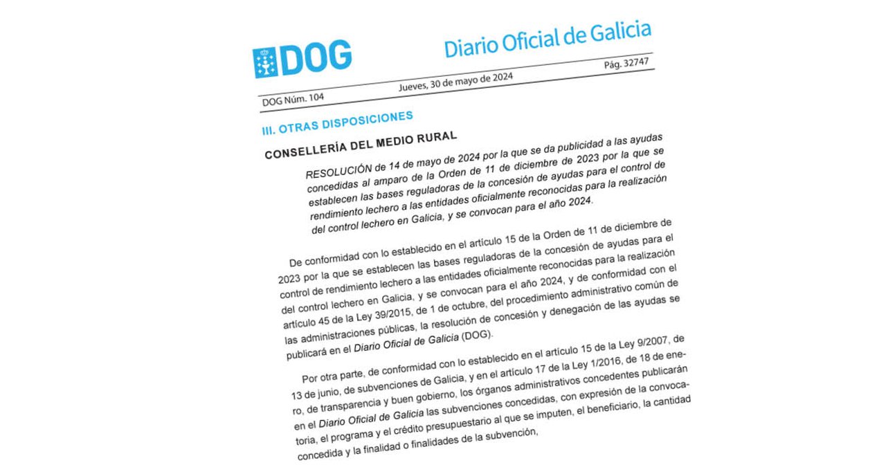 Publicadas as axudas destinadas ás entidades do control leiteiro en Galicia