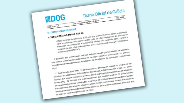 Publicadas as axudas relacionadas cos programas de erradicación e control de enfermidades animais