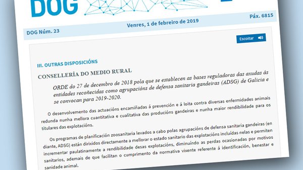 Convocadas as axudas para as ADSG de Galicia