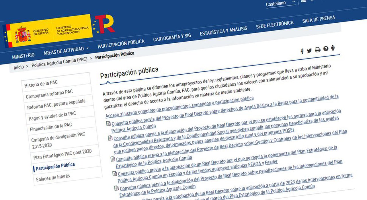 O MAPA inicia o procedemento de consulta pública dos reais decretos para a aplicación da próxima PAC