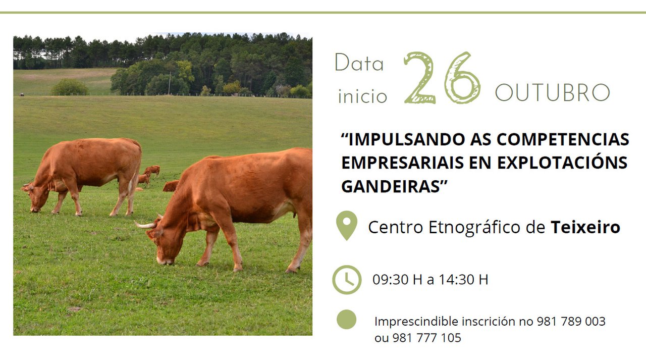 Curso gratuíto sobre competencias empresariais en explotacións gandeiras en Curtis