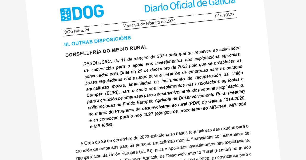 Publicada la resolución de ayudas para la mejora de ganaderías y la incorporación de jóvenes