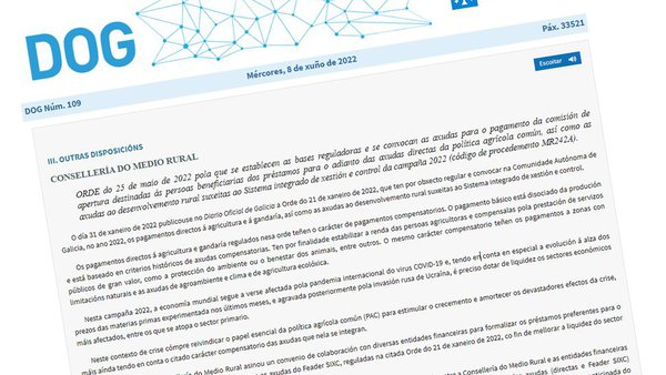 Convocadas as axudas para o adianto da PAC en Galicia