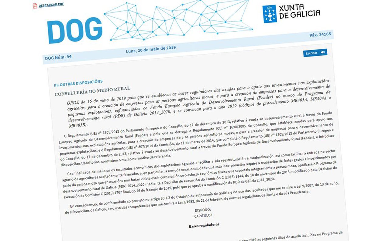 Convocadas ayudas para planes de mejora, incorporación de jóvenes y apoyo a pequeñas explotaciones