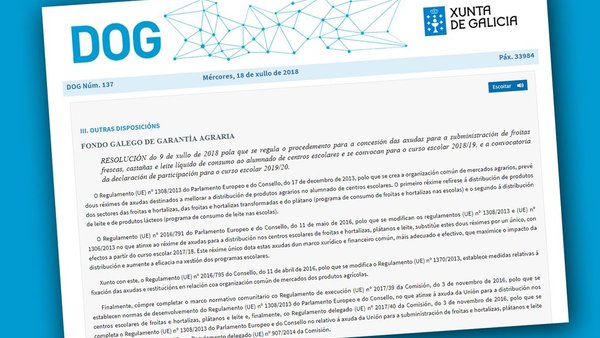 Medio Rural convoca axudas para o subministro de leite líquido nos colexios durante o vindeiro curso escolar