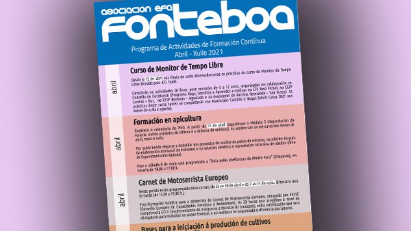 LA EFA Fonteboa presenta su programa de actividades para el segundo trimestre del año