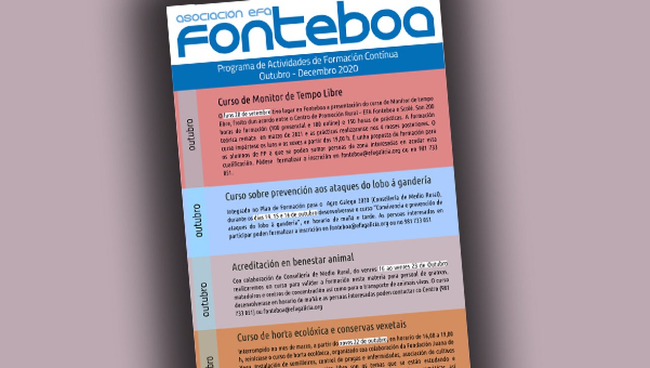A EFA Fonteboa presenta o seu programa de actividades de formación continua para o que resta de ano