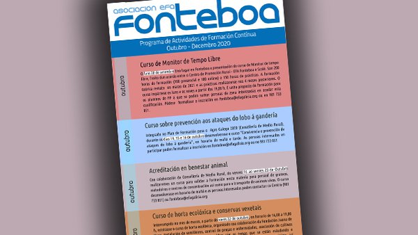 A EFA Fonteboa presenta o seu programa de actividades de formación continua para o que resta de ano