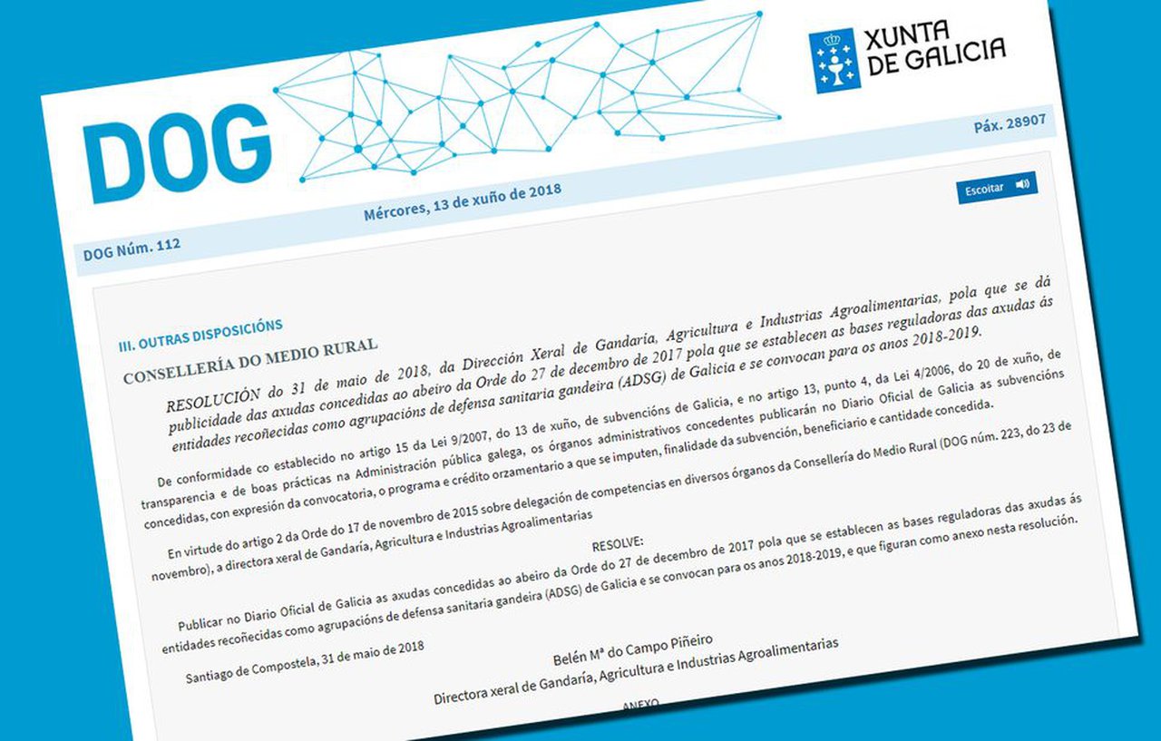 Publicadas las ayudas concedidas por la Xunta de Galicia a 71 ADSG