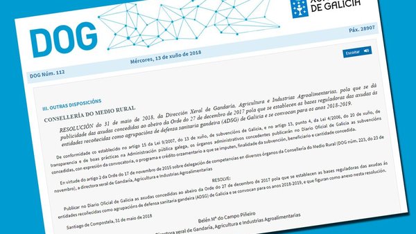 Publicadas las ayudas concedidas por la Xunta de Galicia a 71 ADSG