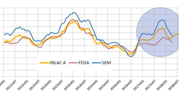 Gráfico 1. Evolución dos prezos do leite en España e nos países da nosa  contorna (5EM) e prezo indexado InLac A (€/100 kg)