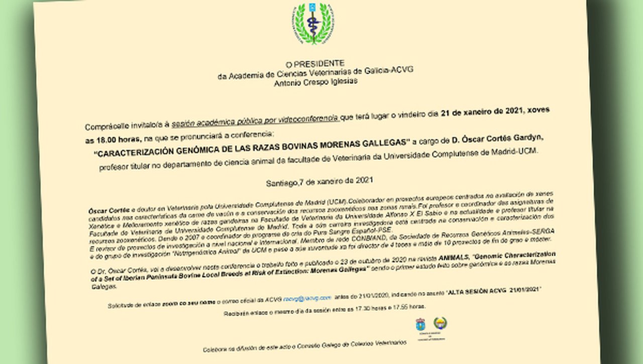Invitación á videoconferencia “Caracterización xenómica das razas bovinas Morenas Galegas”