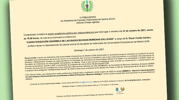 Invitación a la videoconferencia “Caracterización genómica de las razas bovinas Morenas Gallegas”
