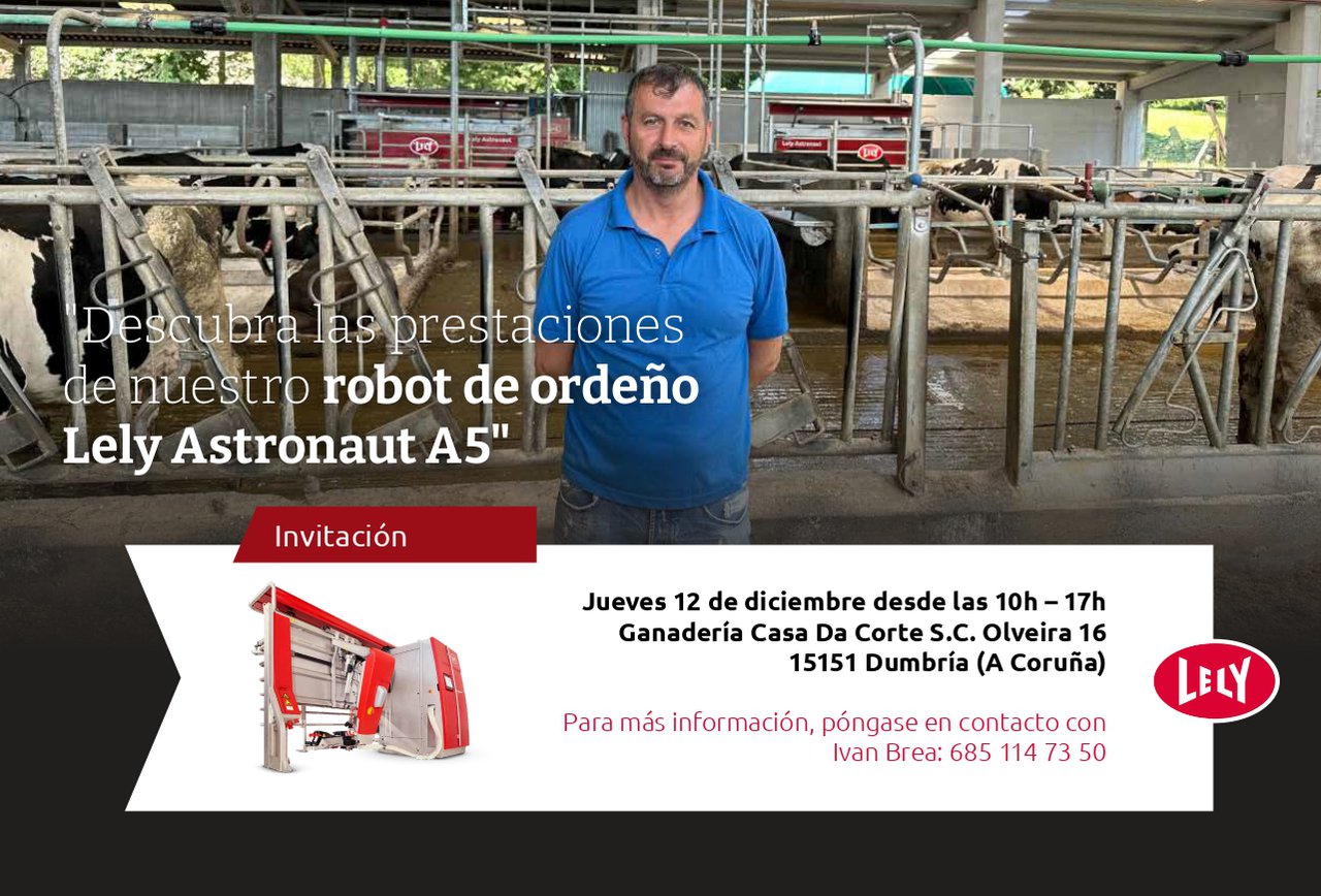 Nova xornada sobre o Lely Astronaut A5, en Ganadería Casa da Corte o xoves día 12