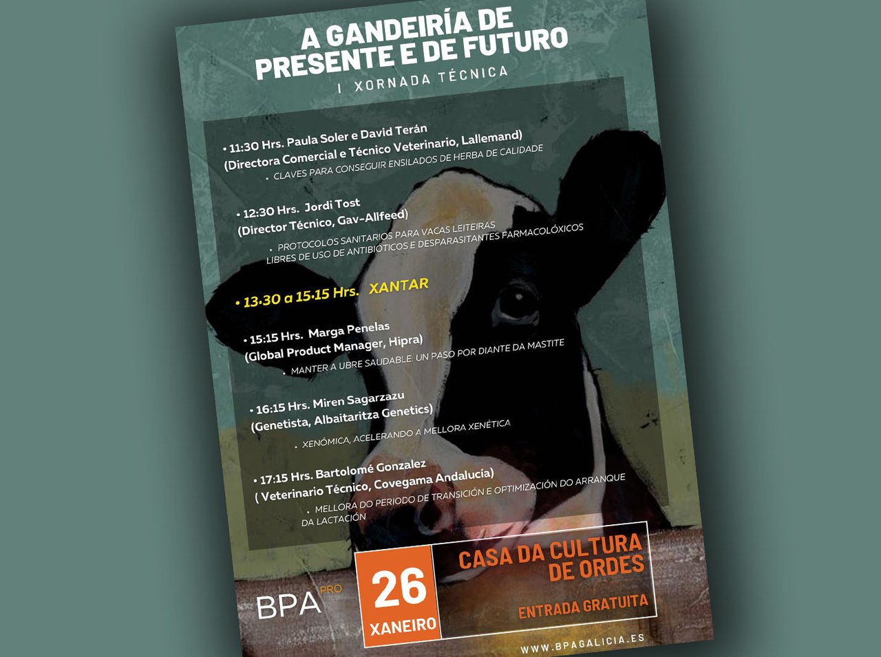 Ordes acollera a xornada A Gandería de Presente e de Futuro o día 26 de xaneiro