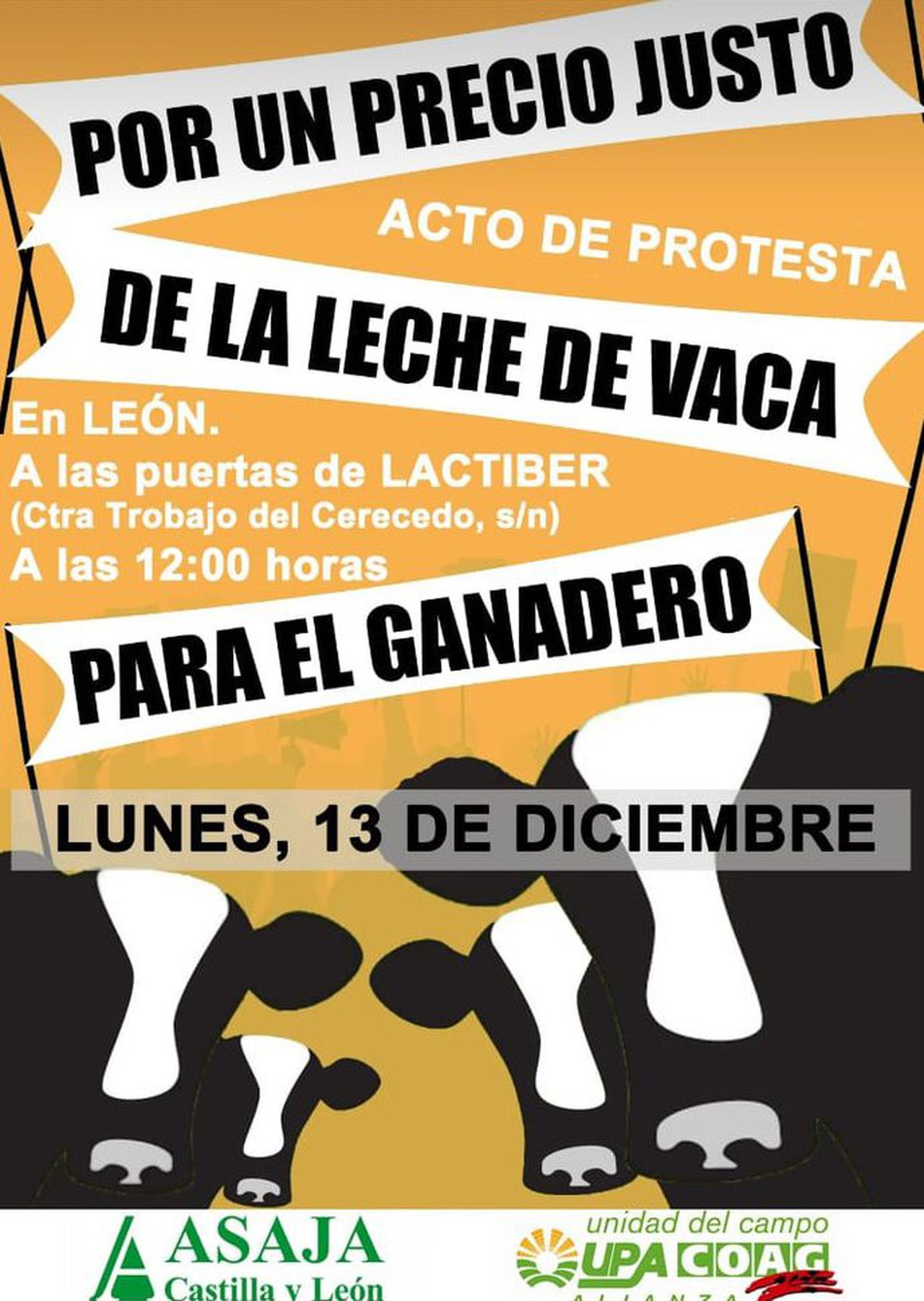 O sector lácteo leonés maniféstase o luns 13