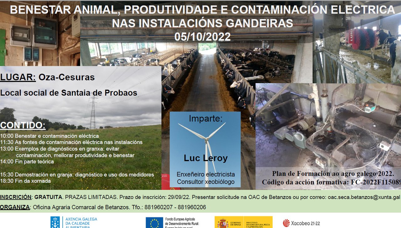 Ciclo de conferencias de Luc Leroy sobre a contaminación eléctrica nas instalacións gandeiras