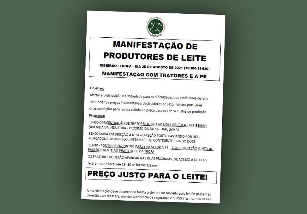 Os produtores portugueses manifestaranse este mércores en Trofa por un prezo xusto