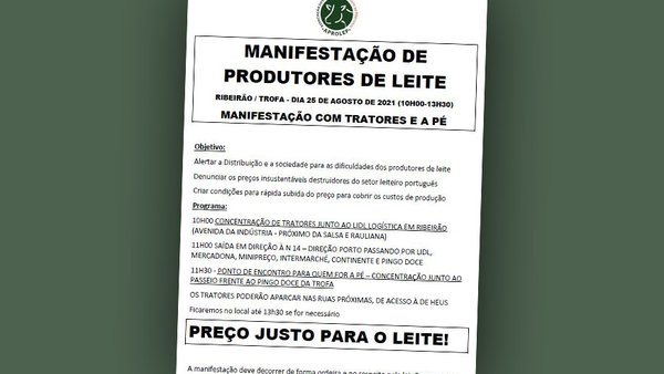 Os produtores portugueses manifestaranse este mércores en Trofa por un prezo xusto