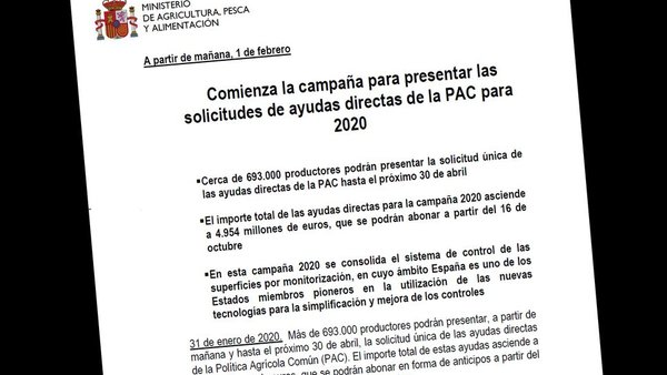 Mañá abre o prazo para  presentar as solicitudes de axudas directas da PAC para 2020