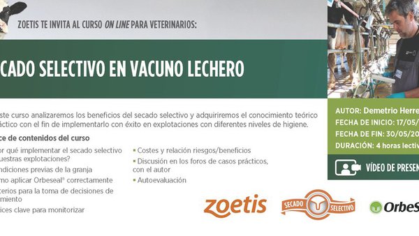 Demetrio Herrera compartirá os seus coñecementos sobre secado selectivo nun curso online de Zoetis