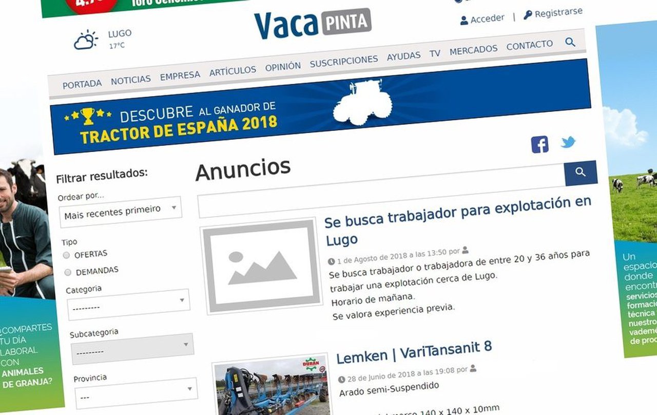 Anúnciate no taboleiro en liña de vacapinta.com!