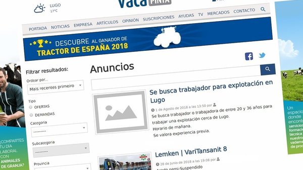 Anúnciate no taboleiro en liña de vacapinta.com!