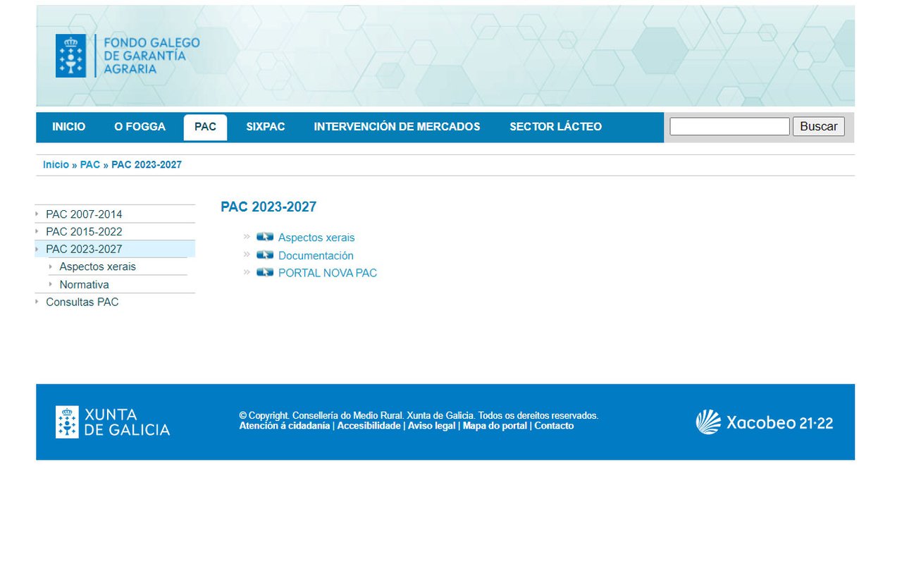 A web do FOGGA conta cun apartado dedicado ao novo período da PAC