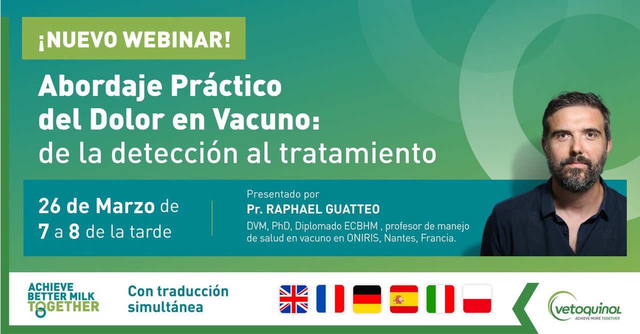 Novo webinar de Vetoquinol: "Abordaxe práctica da dor en vacún: da detección ao tratamento"