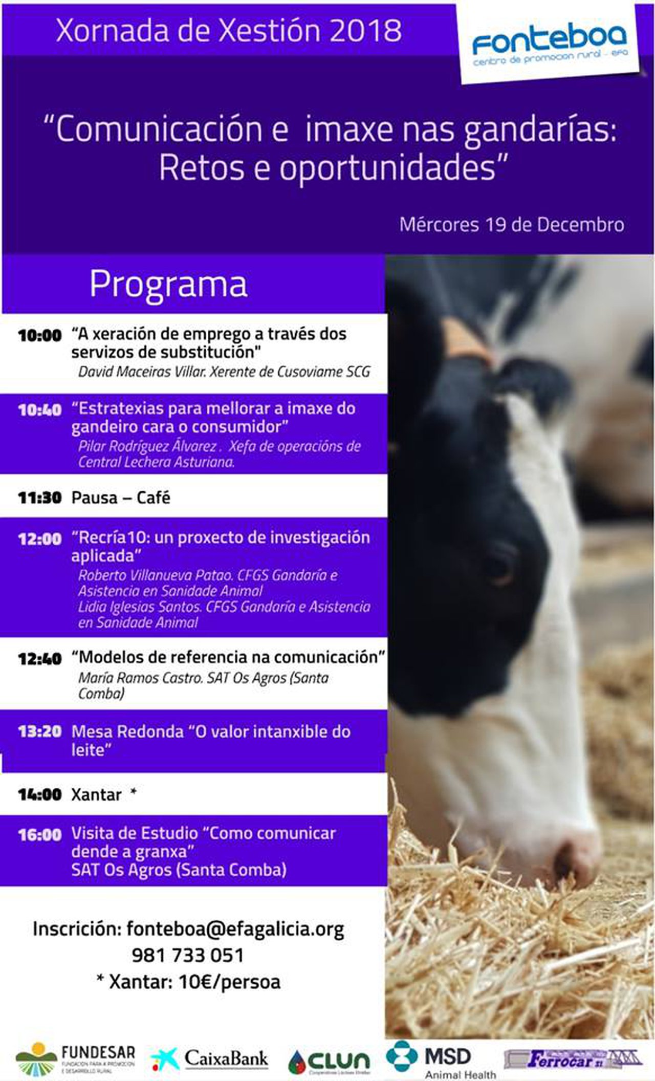 Jornada sobre comunicación e imagen en las ganaderías, este miércoles en EFA Fonteboa