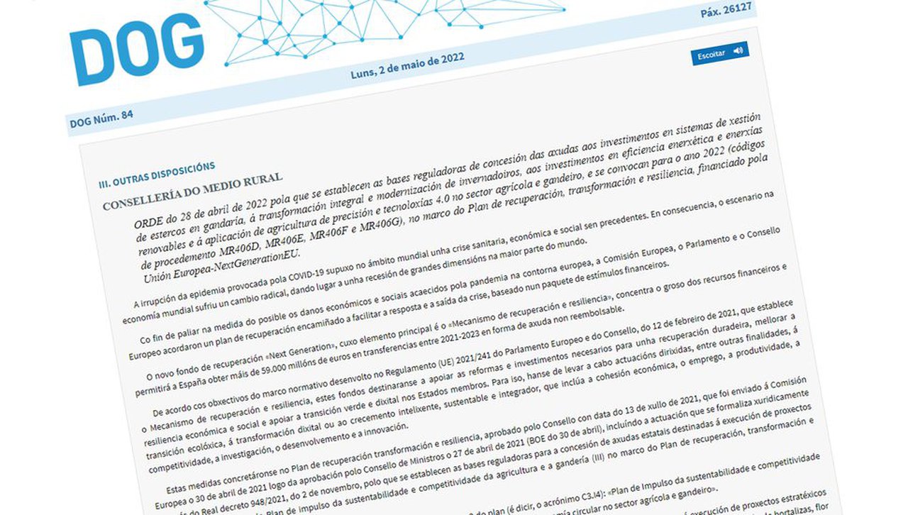 Os fondos Next Generation financiarán accións para fomentar a agricultura de precisión, a eficiencia enerxética e a economía circular